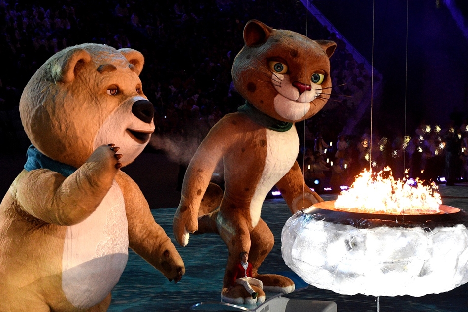 Szocsi, Oroszország: kabalák a téli olimpia záróünnepségén